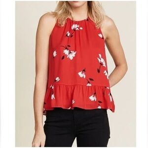 Joie Ayame red floral sleeveless blouse size XS